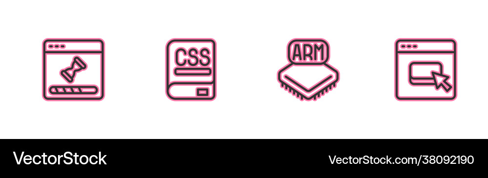 Set line loading data window processor books Set line loading data window processor books vector image