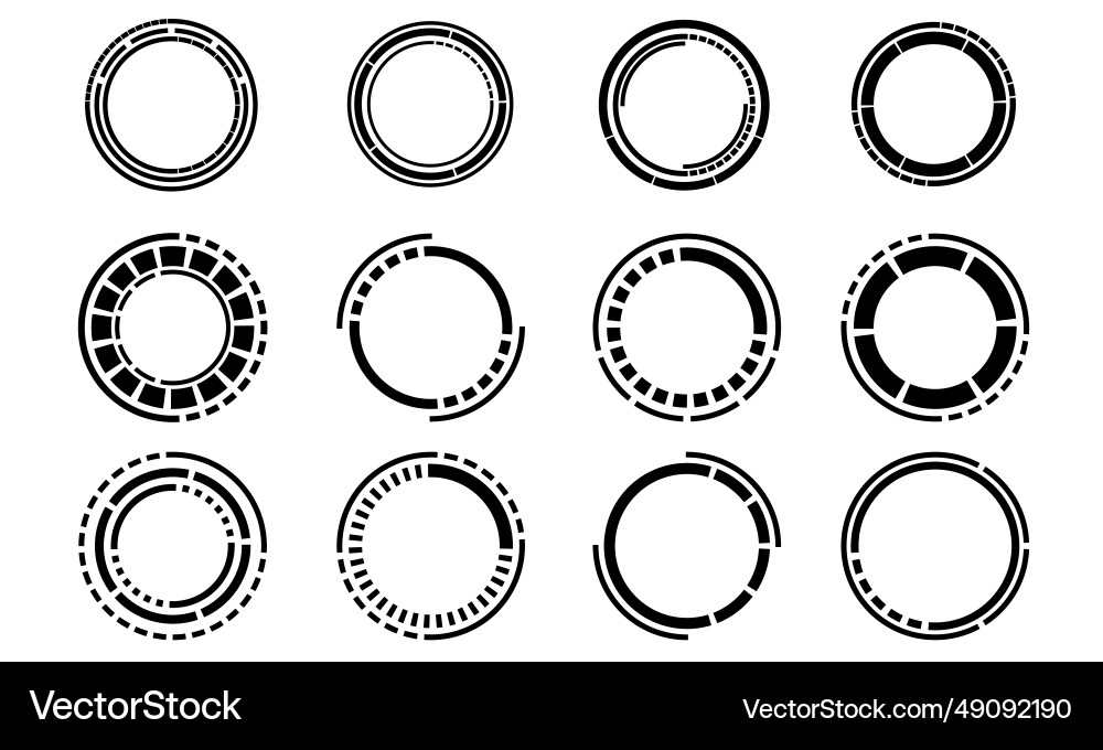 Set of sci fi black circle user interface Set of sci fi black circle user interface vector image