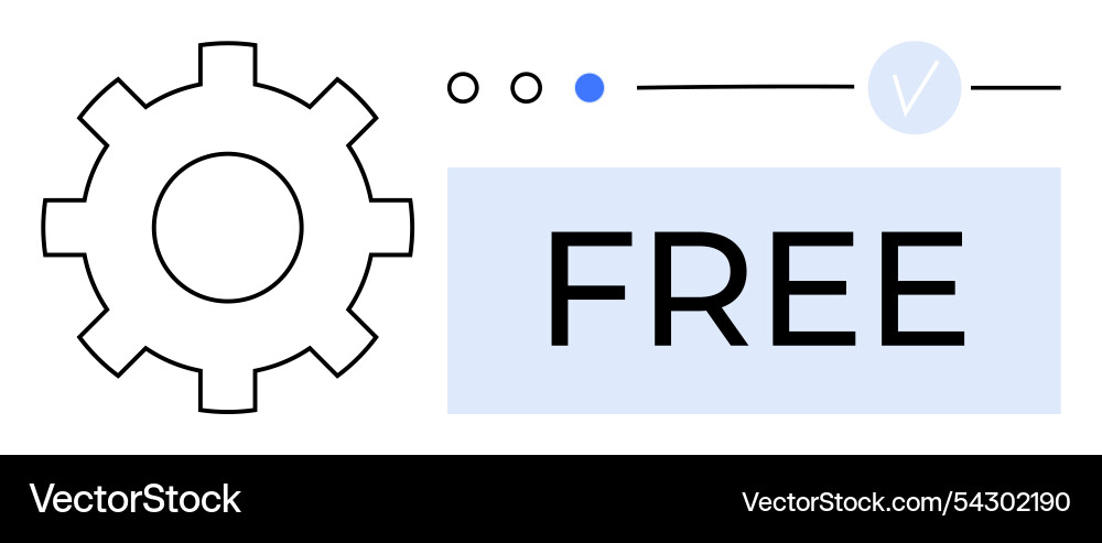 Setting icon with free label and checkmark Setting icon with free label and checkmark vector image