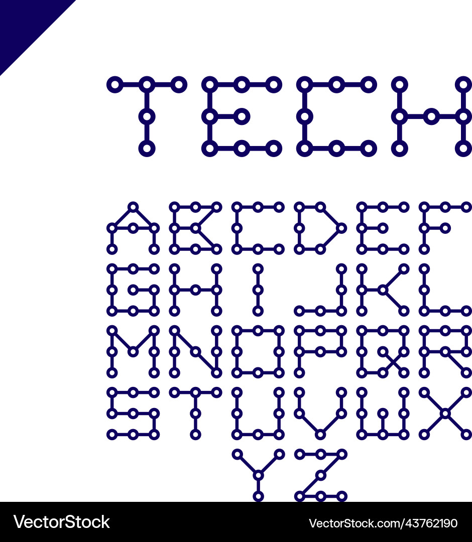 Techno type font alphabet digital hi-tech style vector image