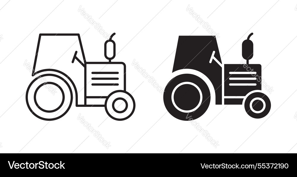 Tractor icon set in thin line for web Vector Image