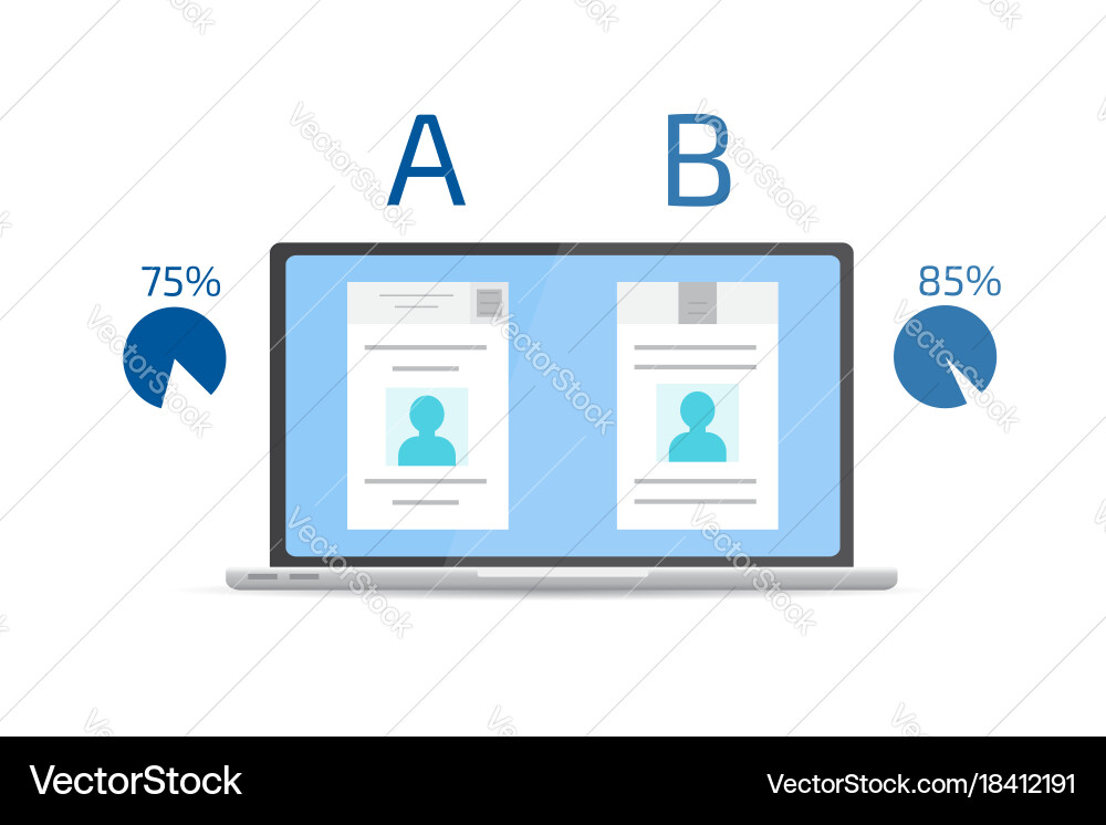 A-b comparison split testing concept vector image