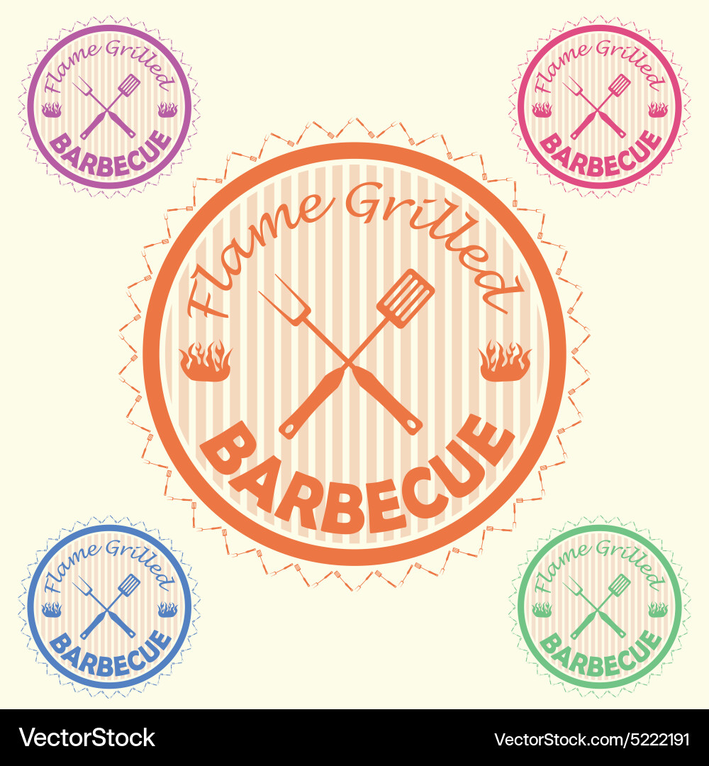 Barbecue label stamp design element with text vector image