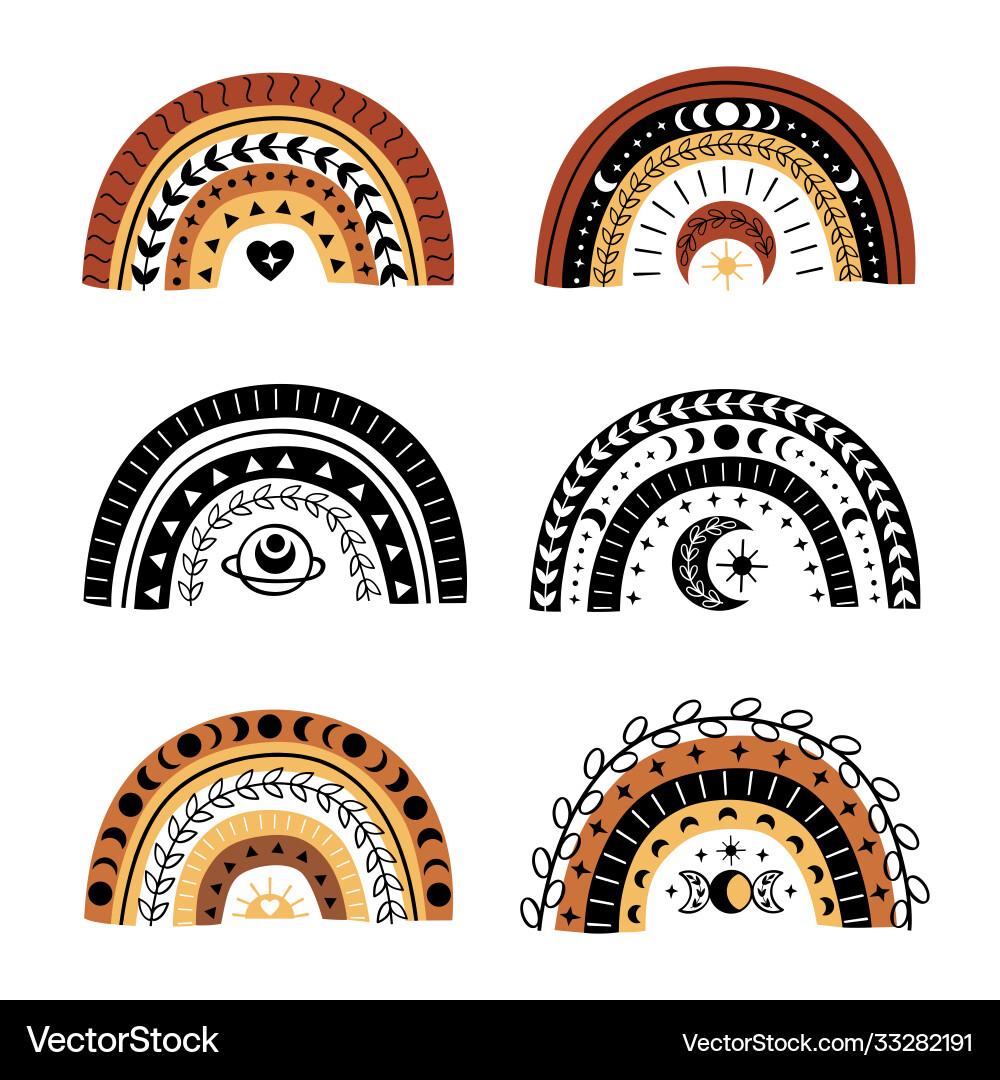 Bohemian Rainbow Set - Pastel Colors Vector Image