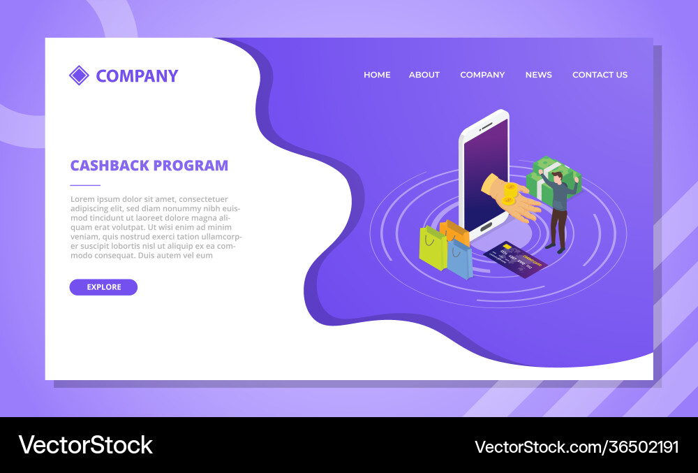Cashback program concept for website template Cashback program concept for website template vector image