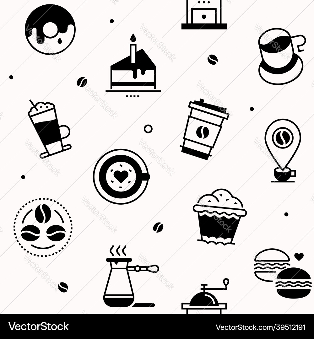 Coffee and sweets - pattern with line design style vector image