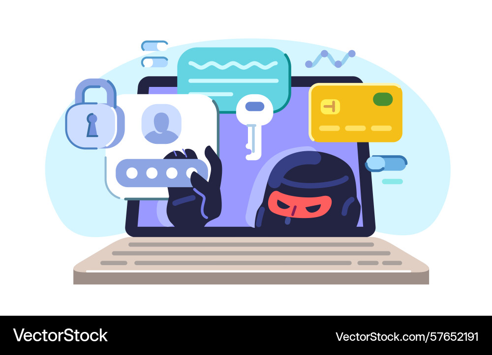 Computer hacking stealing secure data Computer hacking stealing secure data vector image