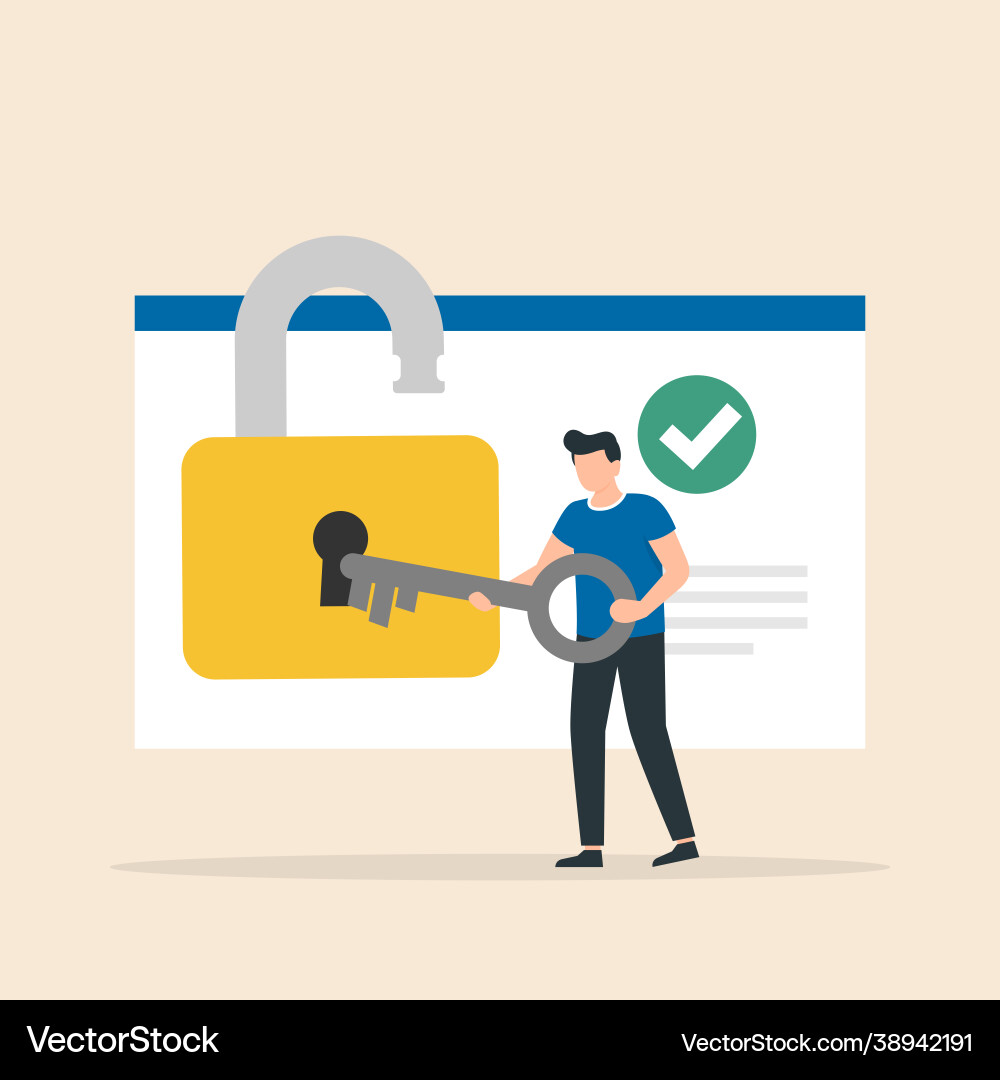 Data Privacy Lock and Key Vector Image