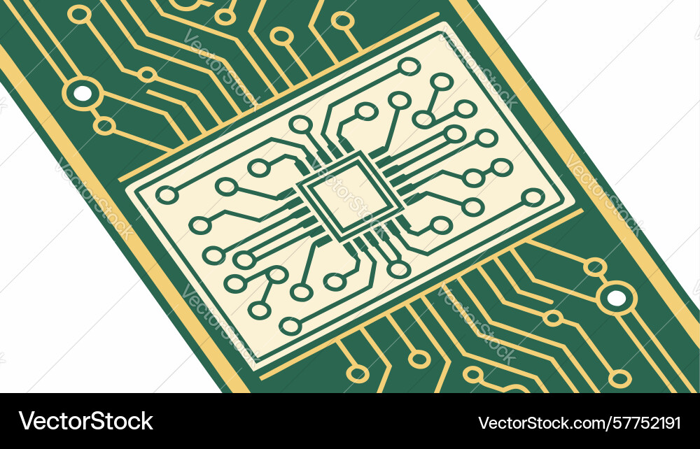 Detailed circuit board design with processor and vector image