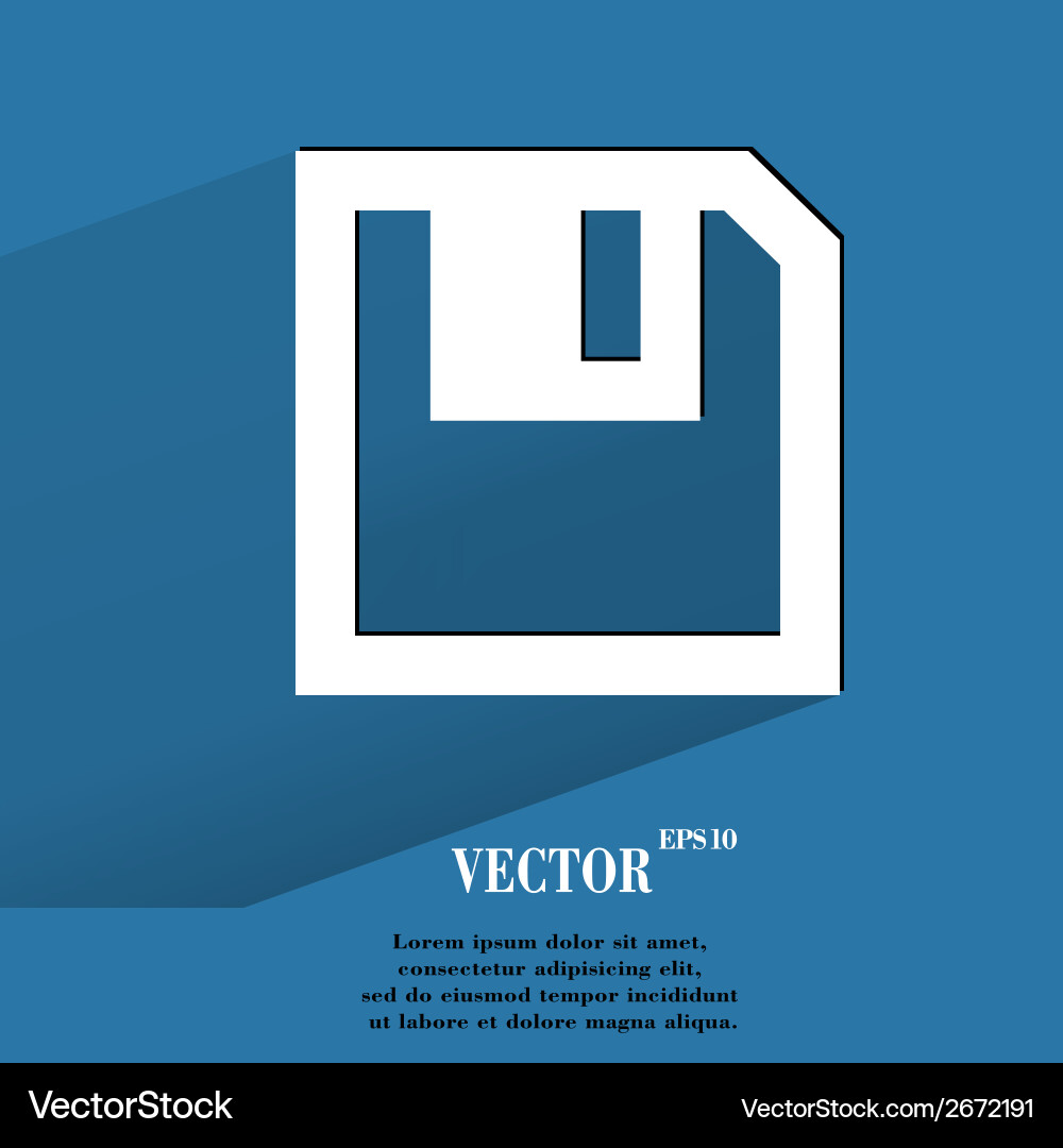 Floppy disk flat modern web button with long Vector Image