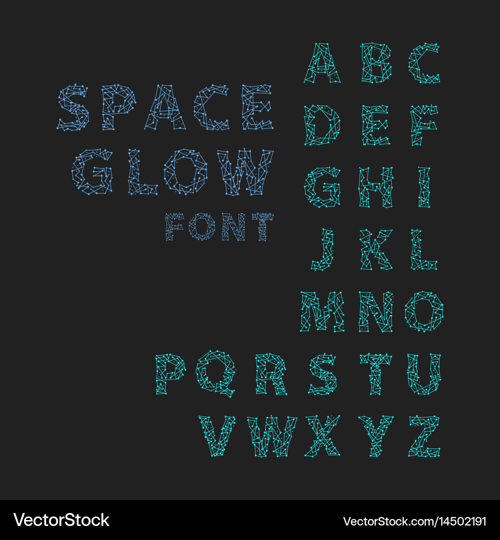 Font space alphabet typeface script with minimal vector image