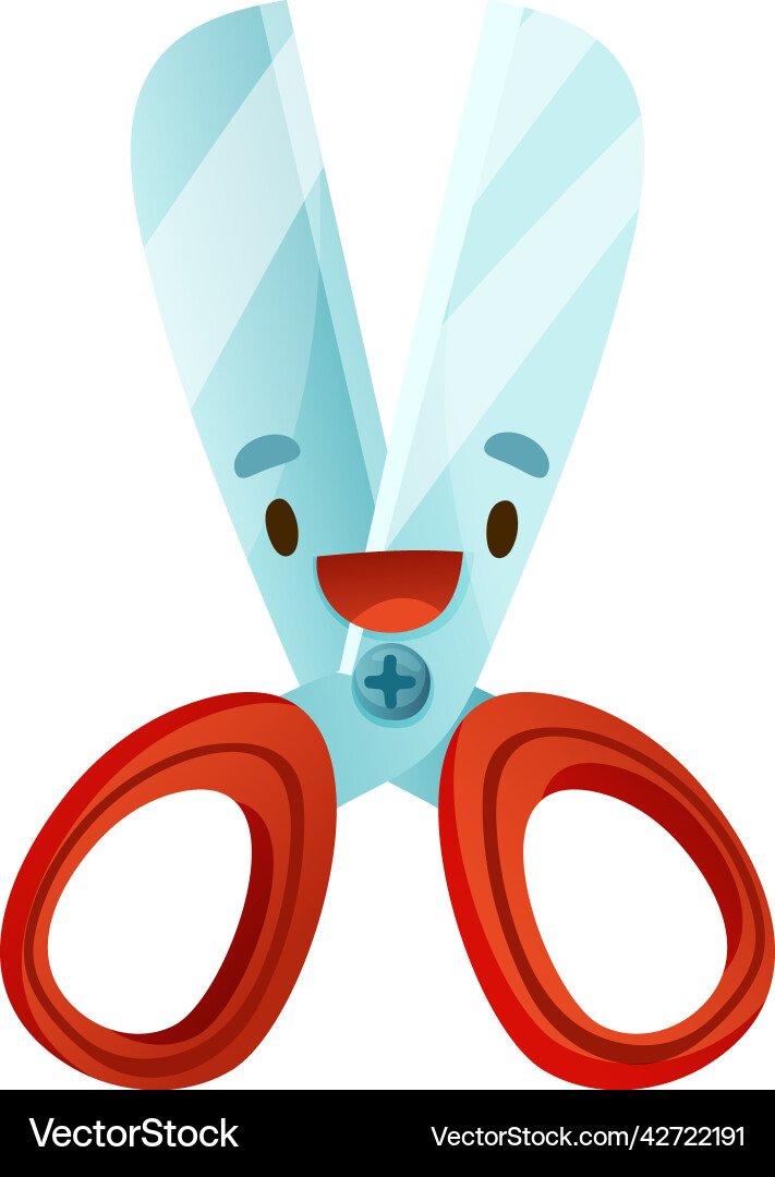 Funny pair of scissors as school item with smiling Funny pair of scissors as school item with smiling vector image