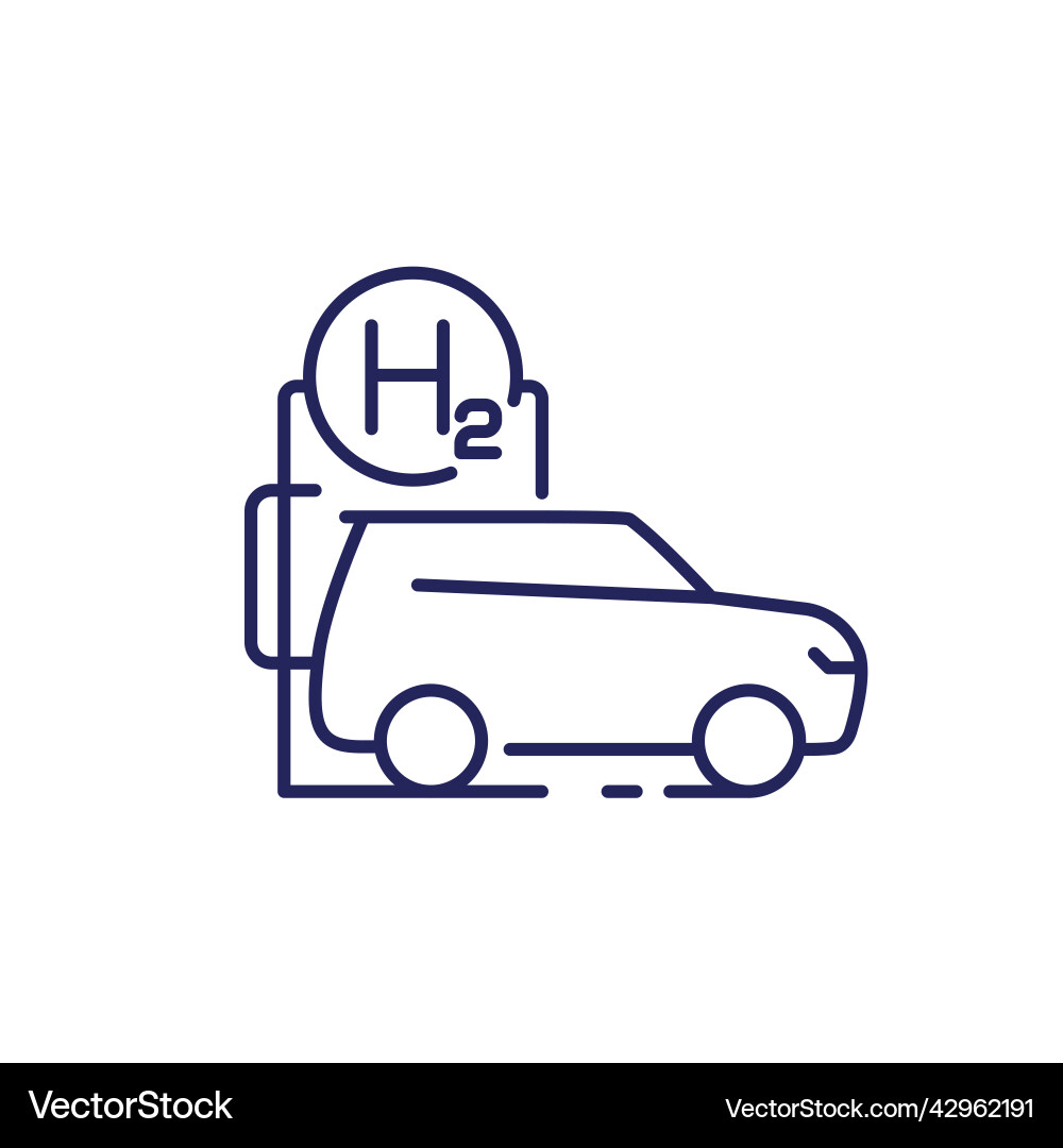 Hydrogen car and charging station line icon vector image