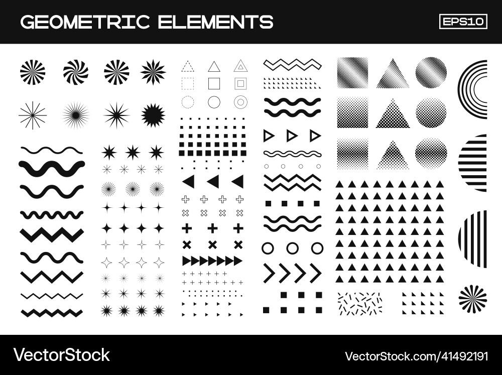 Memphis Style Geometric Patterns Vector Image