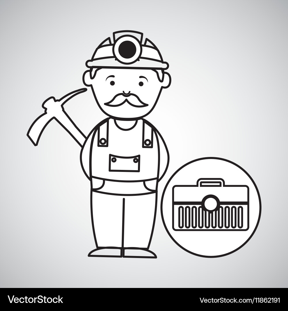 Mine worker pickaxe with tool box Vector Image