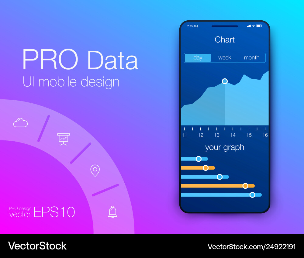 Mobile phone application for analytics stock Mobile phone application for analytics stock vector image