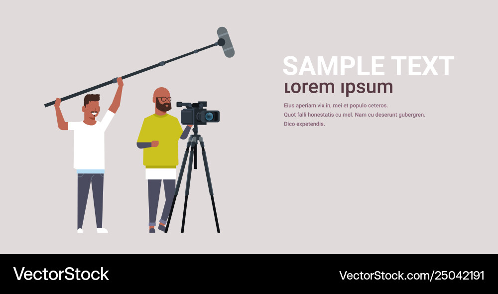 Operators using video camera on tripod holding Operators using video camera on tripod holding vector image
