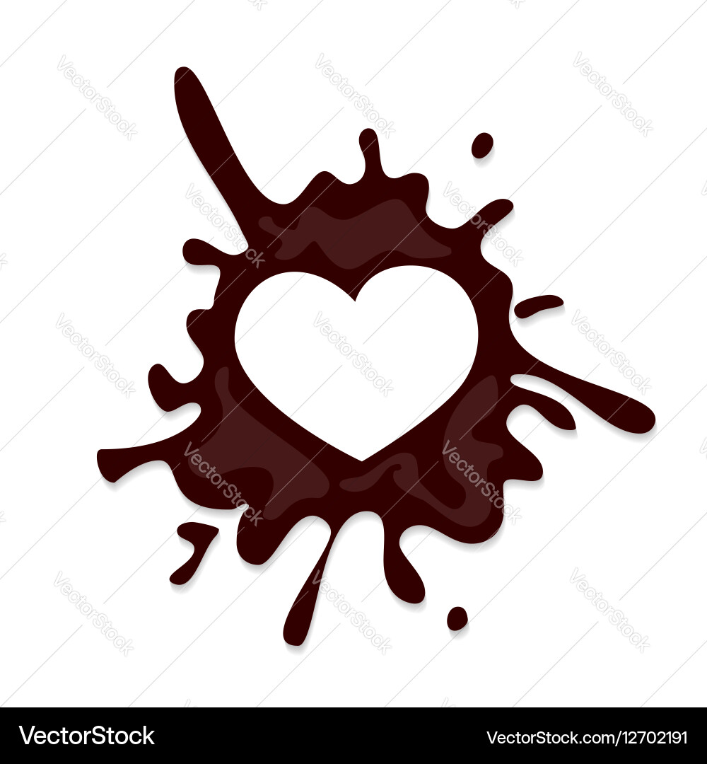 Realistic chocolate heart splash vector image