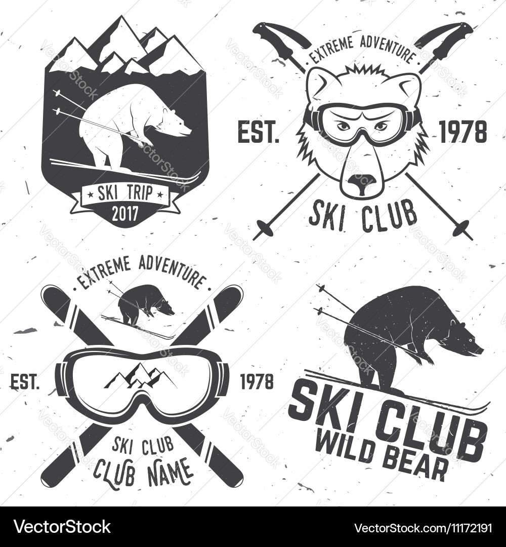 Retro Ski Club Badge Vector Image