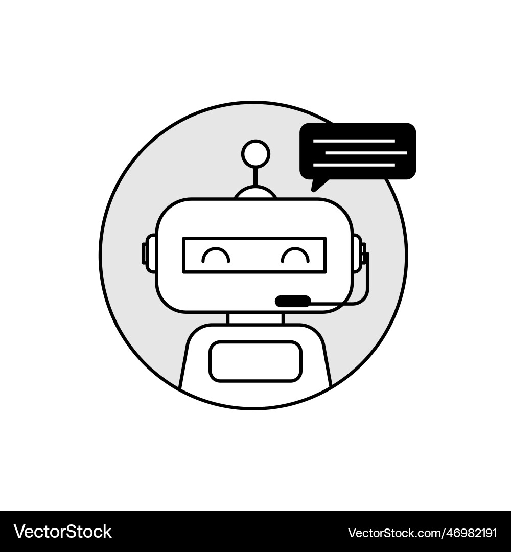 Robot icon t with speech bubble in circle Robot icon t with speech bubble in circle vector image