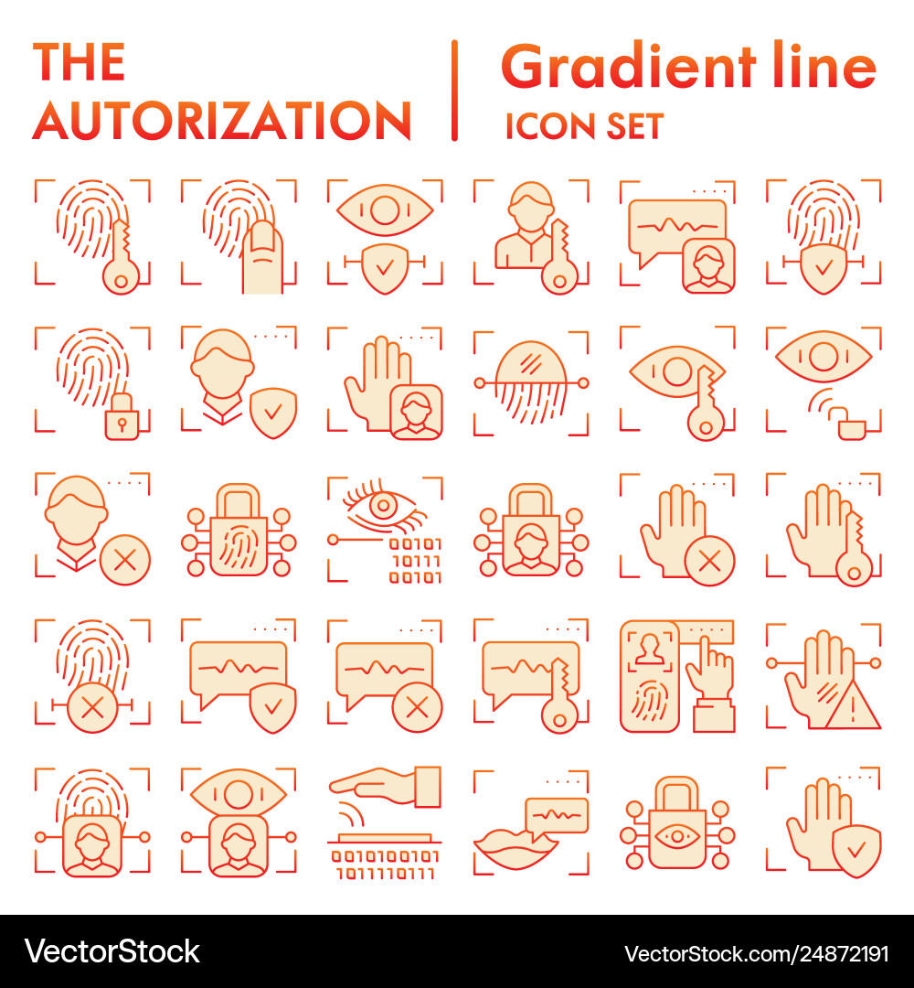 Security authorization flat icon set vector image
