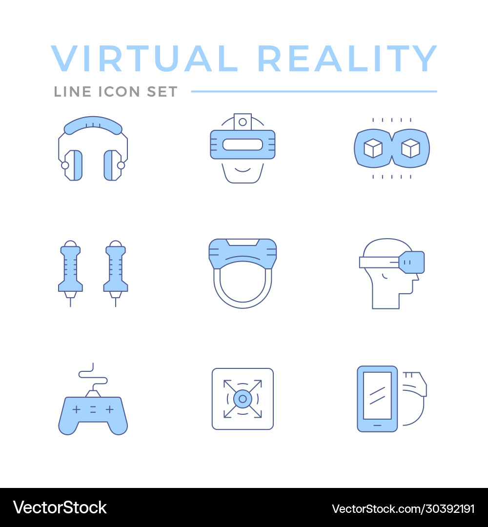 Set color line icons virtual reality Set color line icons virtual reality vector image