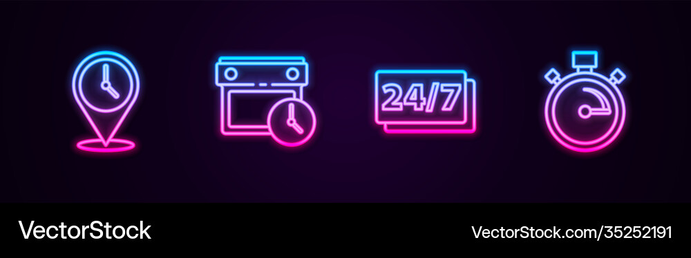 Set line location with clock calendar Set line location with clock calendar vector image