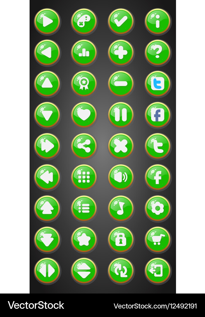 Set of round game buttons in cartoon style Vector Image