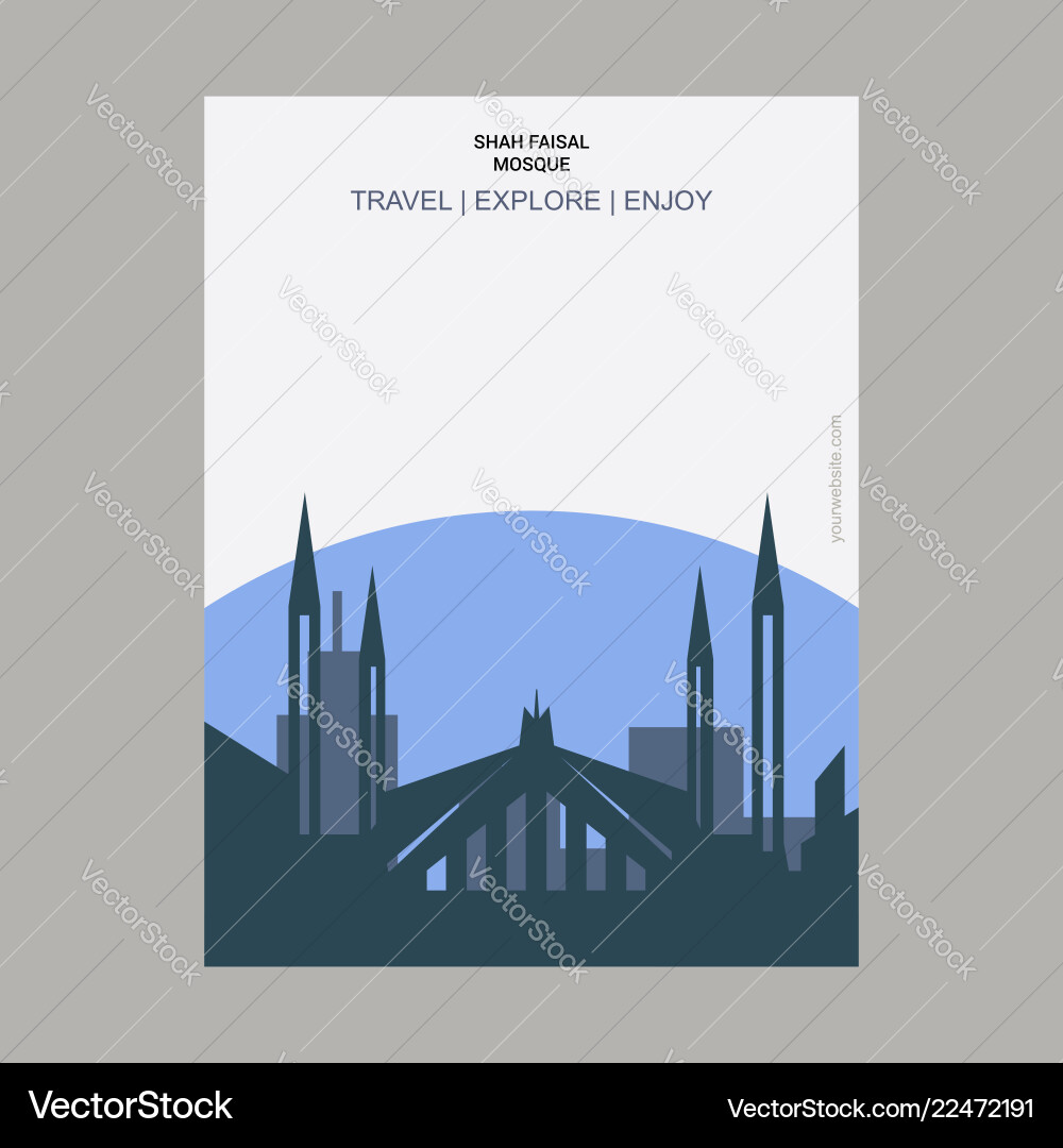 Shah faisal mosque islamabad pakistan vintage Shah faisal mosque islamabad pakistan vintage vektorbild