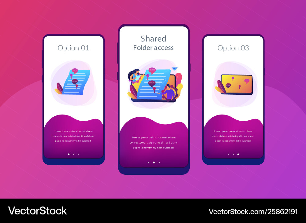 Shared document app interface template Shared document app interface template vector image
