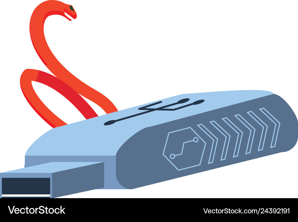 Usb memory with snake virus isolated icon Usb memory with snake virus isolated icon Vector Image