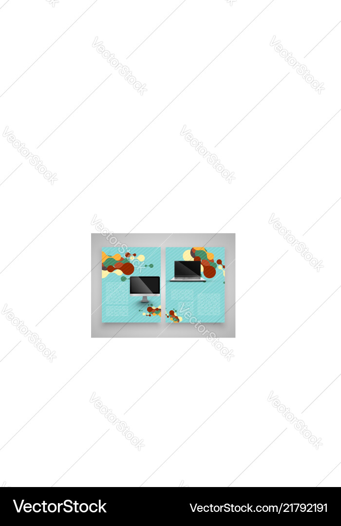 Vintage templates with computer and notebook Vector Image