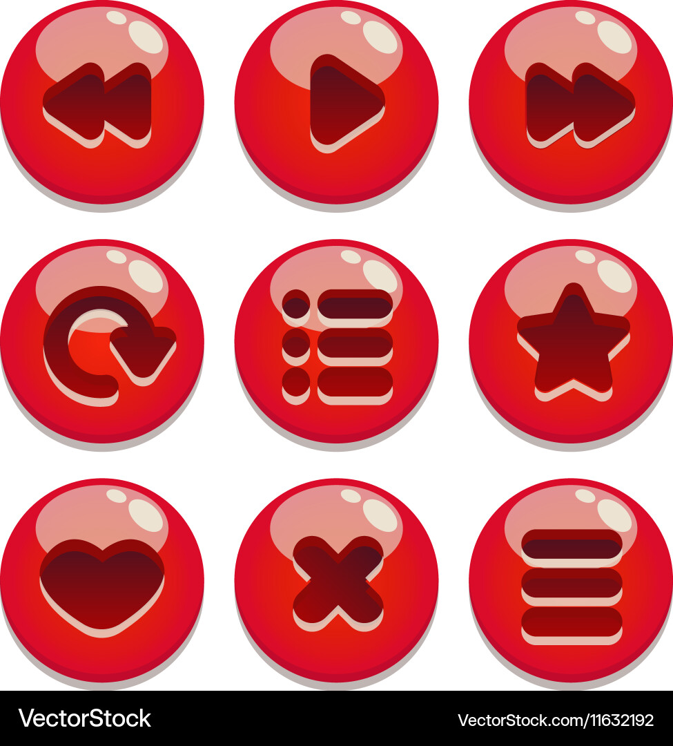 A set of buttons for gaming interfaces Vector Image