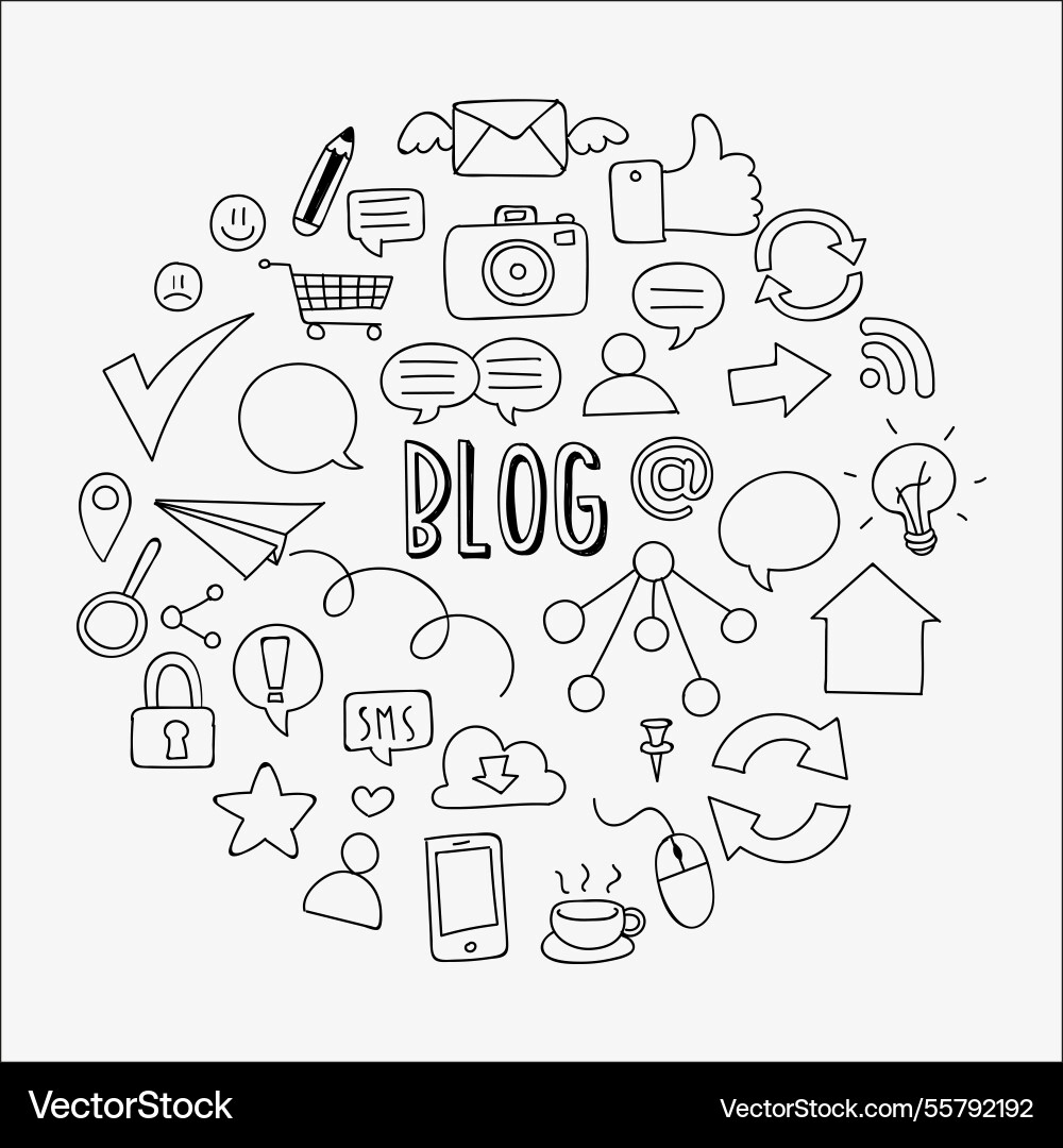 Background of sketches blog elements Vector Image
