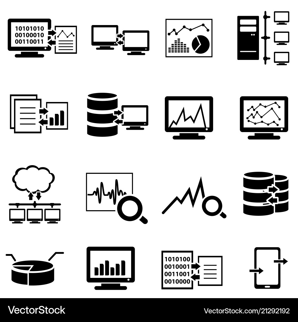 Big data computer and cloud computing web icons vector image