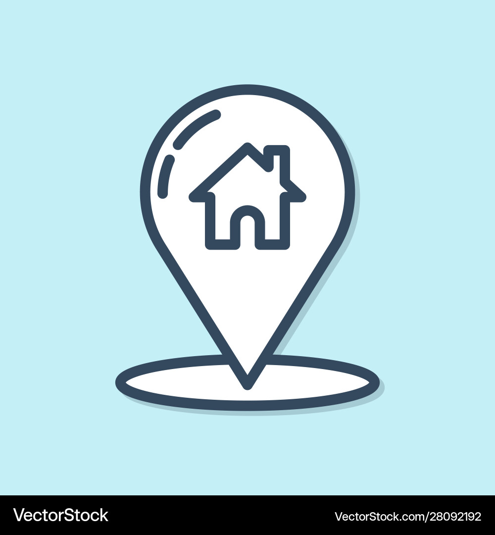 Blue line map pointer with house icon isolated Blue line map pointer with house icon isolated vector image