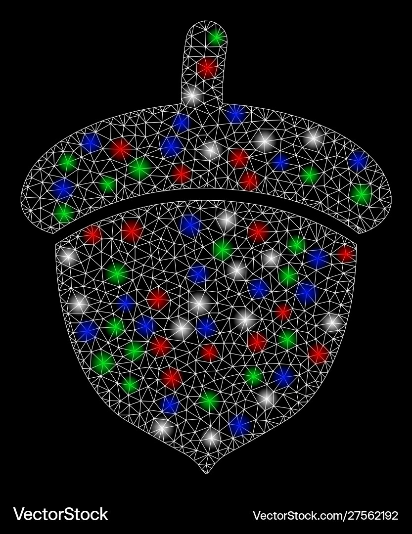 Bright mesh network acorn with light spots Bright mesh network acorn with light spots vector image