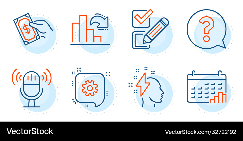 Checkbox cogwheel and brainstorming icons set Vector Image