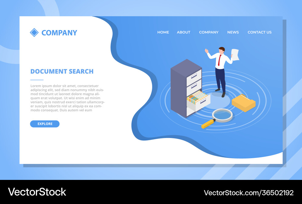 Document search concept for website template Document search concept for website template vector image