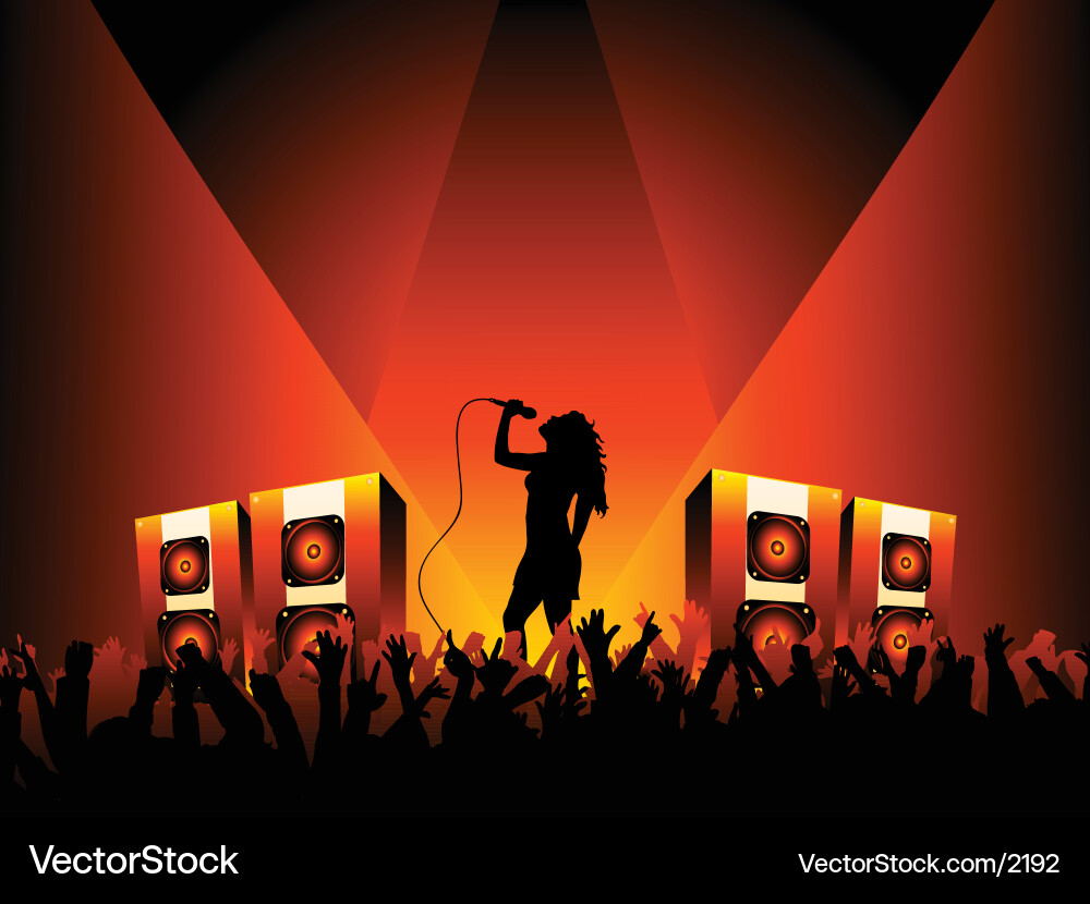Dynamic Female Singer on Stage Vector Image