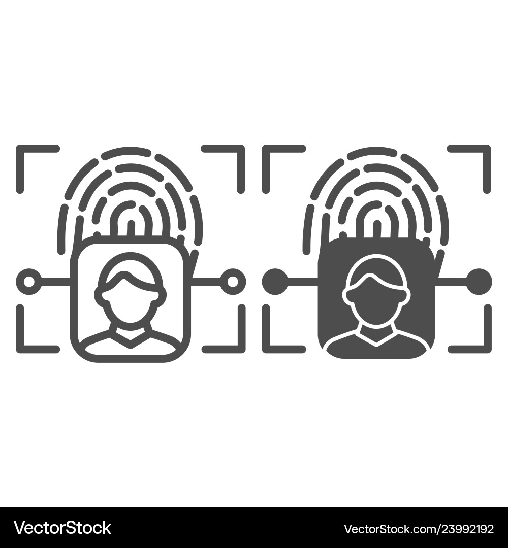 Fingerprint user recognition line and glyph icon Vector Image