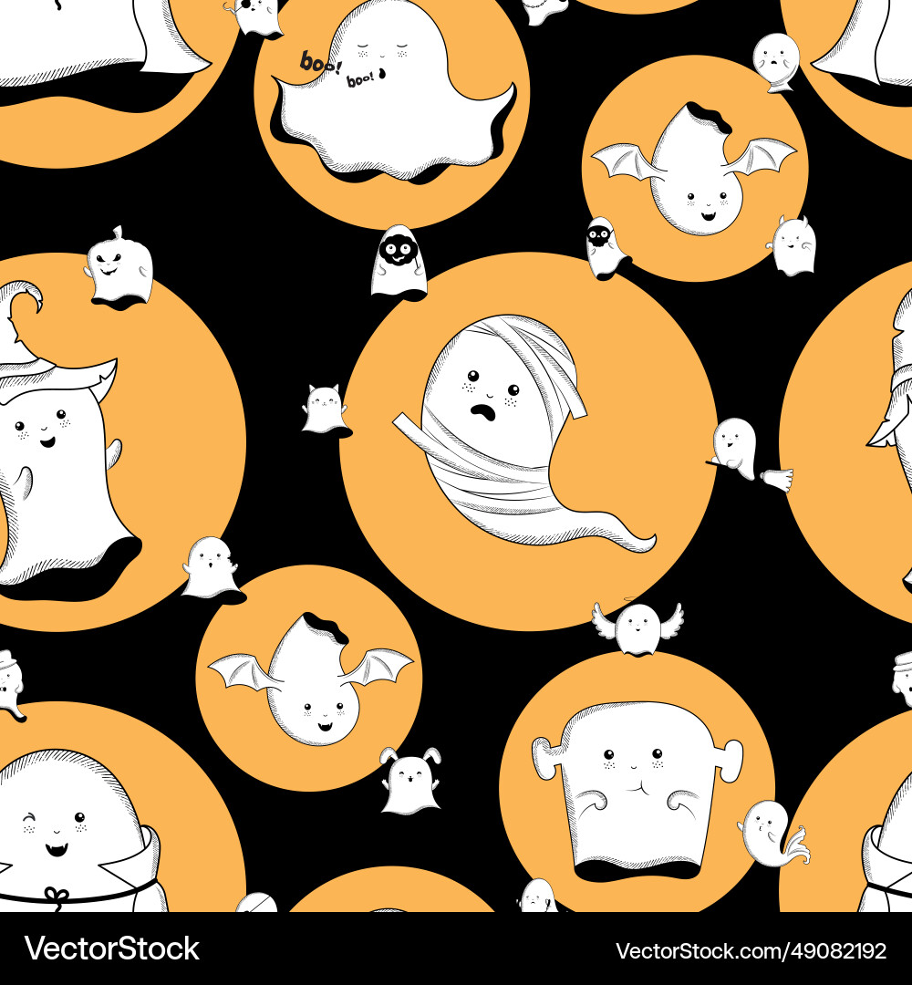 Halloween ghost character pattern background vector image