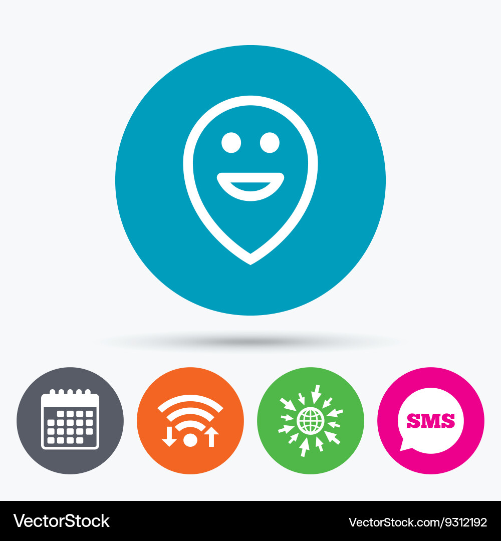 Happy face map pointer symbol smile icon vector image