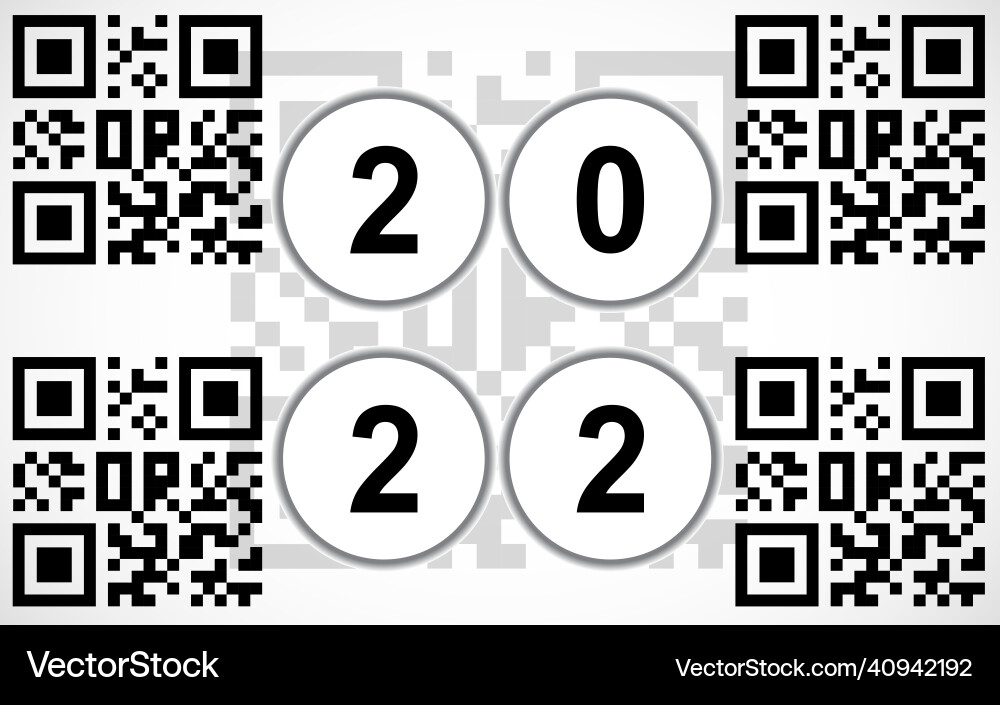 Happy new year 2022 text design with qr code Happy new year 2022 text design with qr code Vector Image