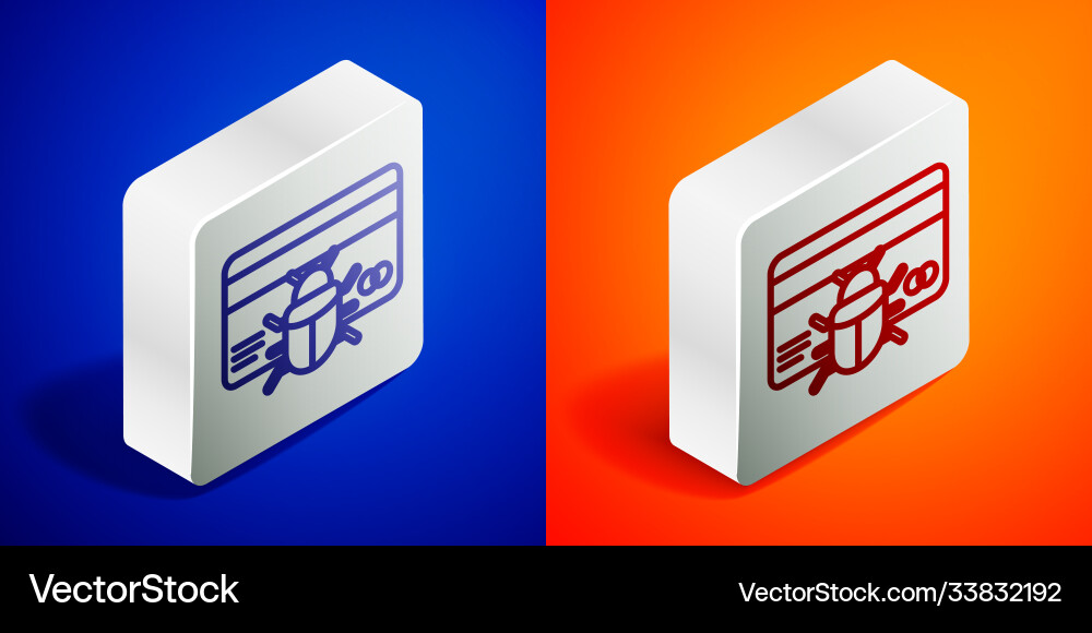 Isometric line system bug in credit card icon Isometric line system bug in credit card icon vector image