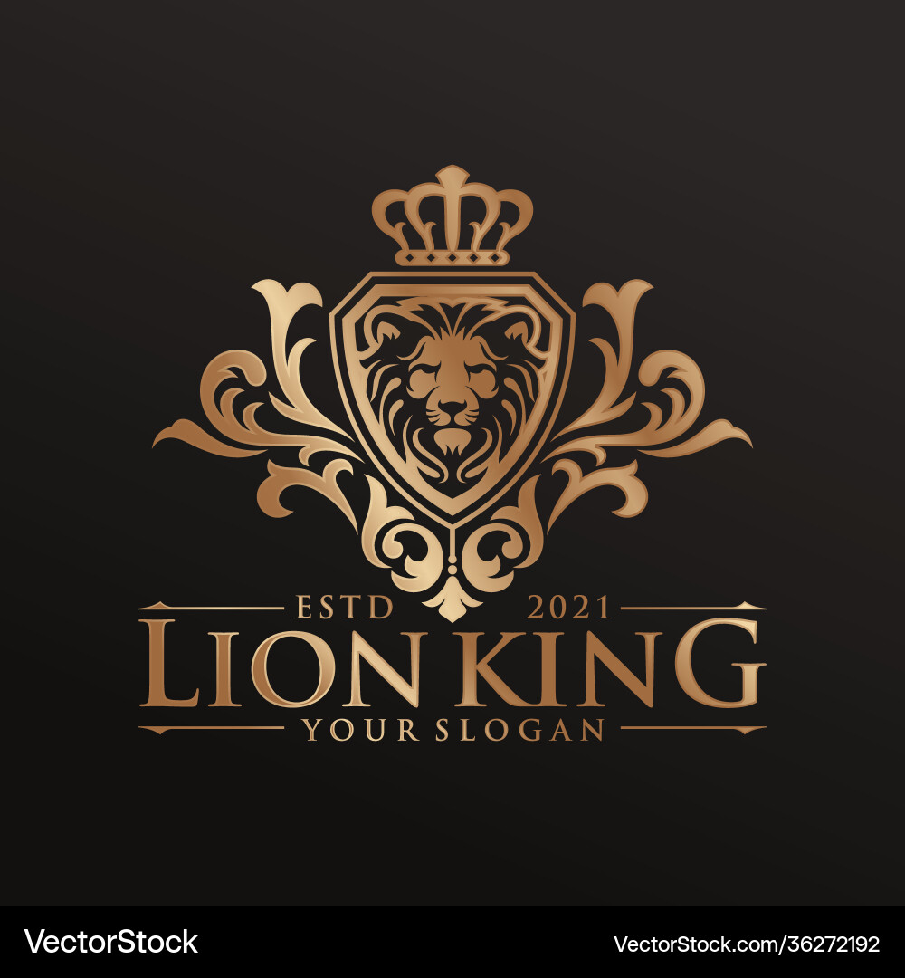 Luxury lion king logo image template Royalty Free Vector