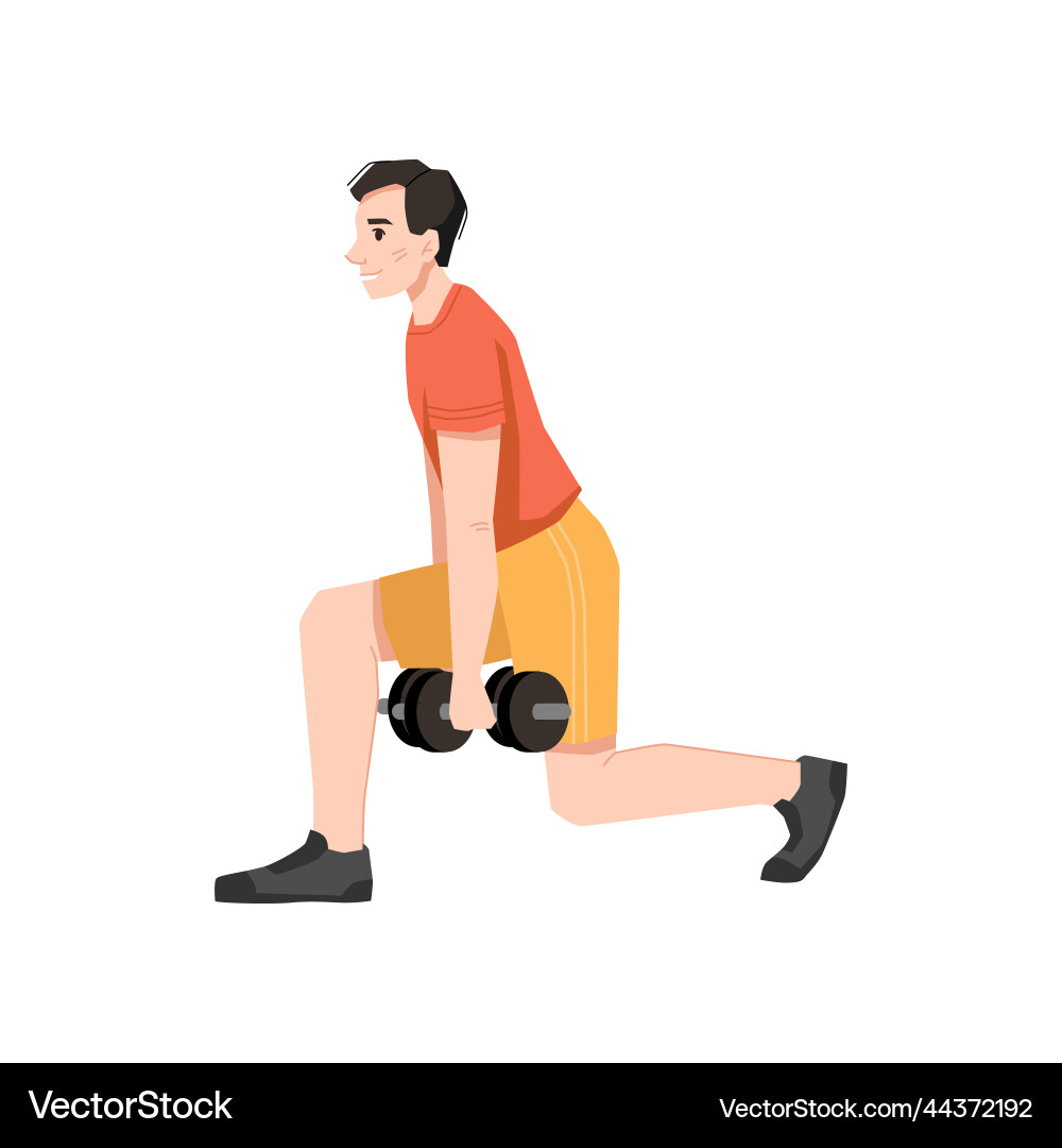 Man doing squats with weight of dumbbells Man doing squats with weight of dumbbells Vector Image