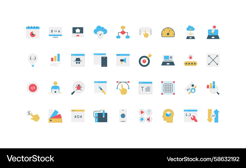 Modern Web Development Icon Set Vector Image
