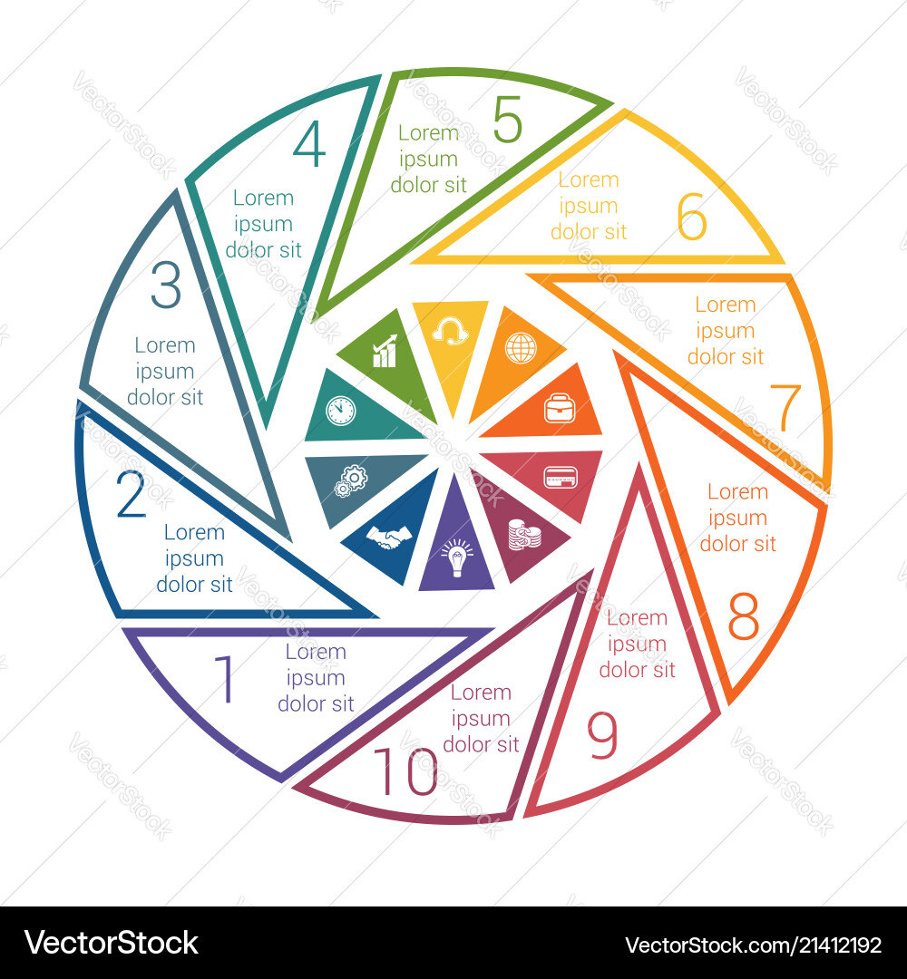 Pie chart on white background from line for 10 Vector Image