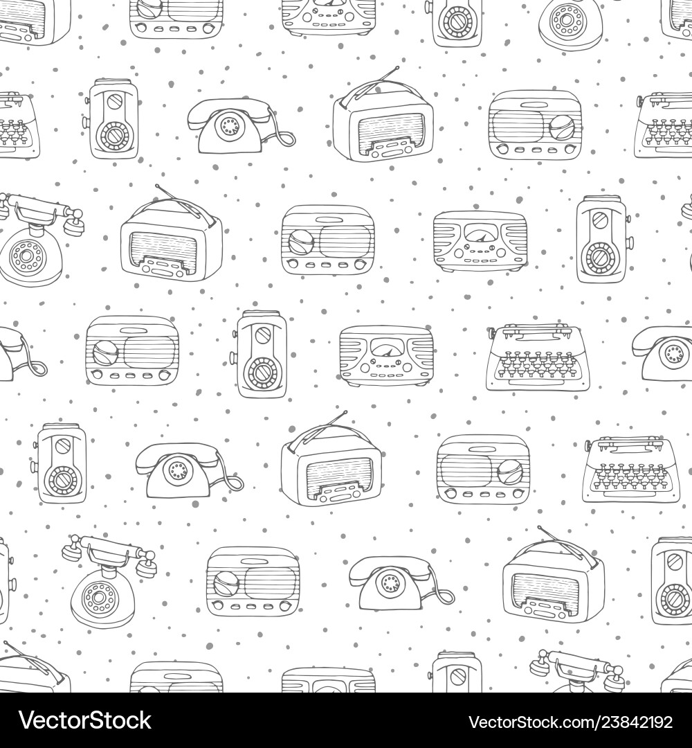 Retro seamless pattern with antique tech radio Retro seamless pattern with antique tech radio vector image